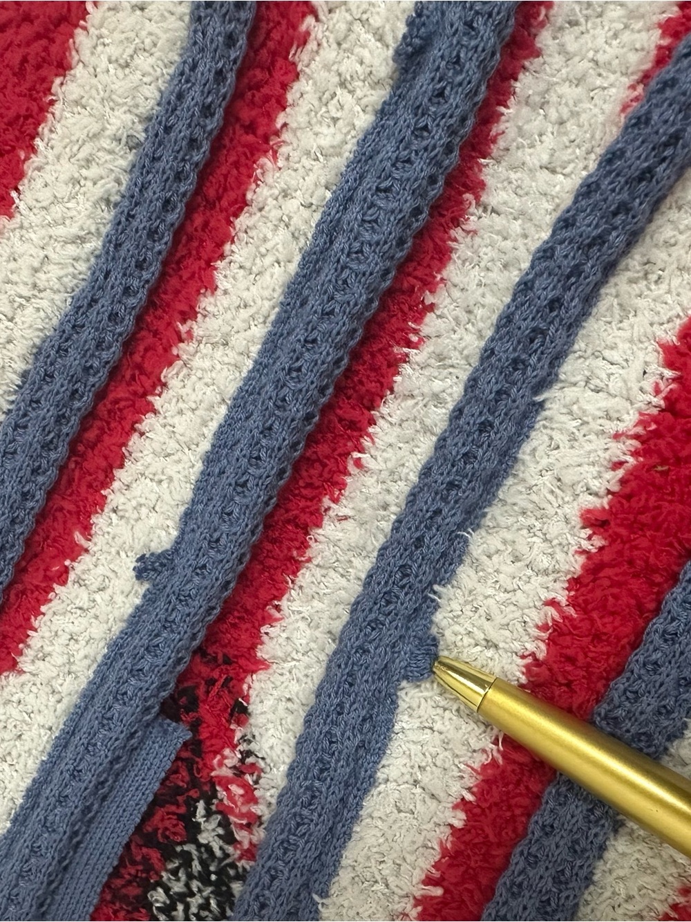 POL Red and White Striped Open-Front Cardigan w/ Blue Trim Sz S CottageCore Rose - Picture 12 of 16
